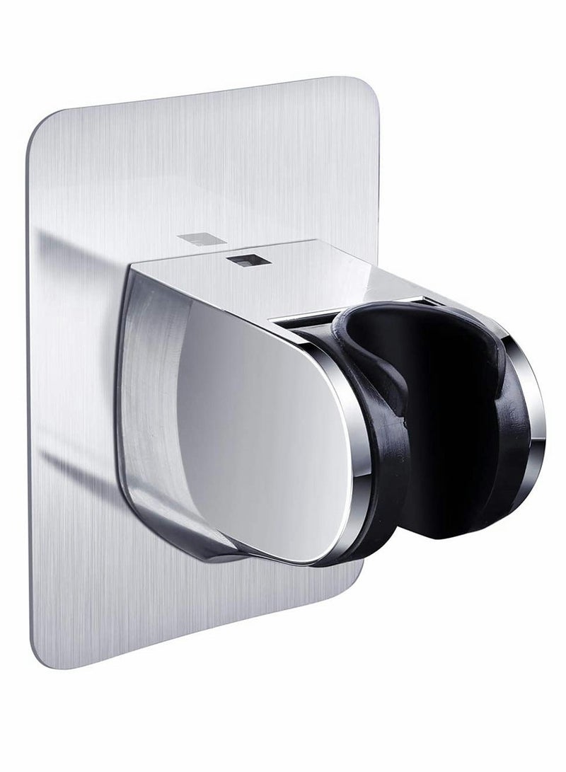 Shower Head Holder, Adjustable Shower Holder Fixed Mounted Wall Bracket for Handheld Shower Head, Chrome Finish, Self - Adhesive Wall Mount Showers Shelf for Home Bathroom (Silver) - Image 1