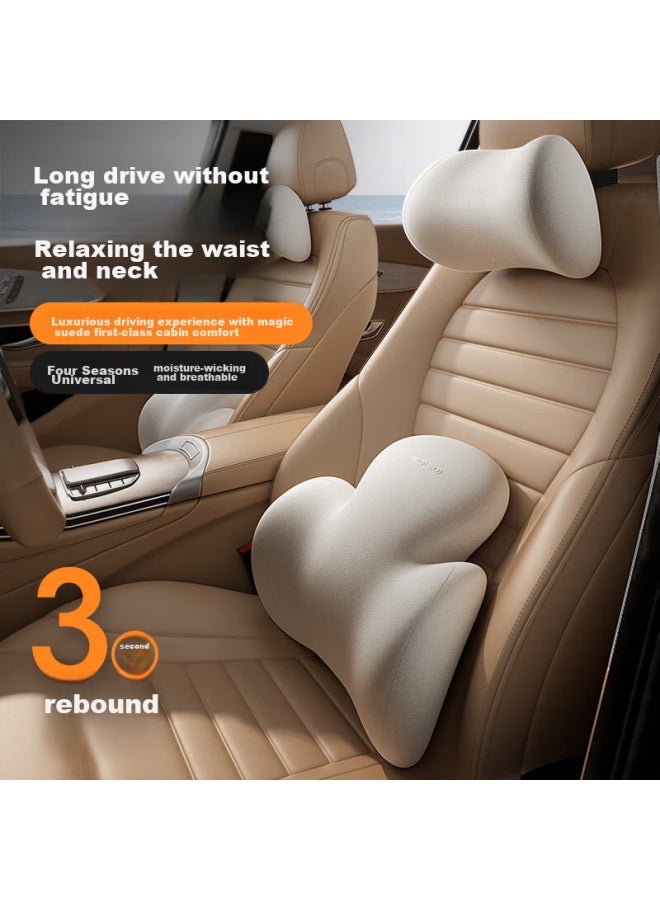 helloleiboo oleiboo Car Headrest And Lumbar Support Set, Neck Pillow And Back Cushion For Vehicles, Universal Memory Foam Seat Backrest Pillow - Image 1
