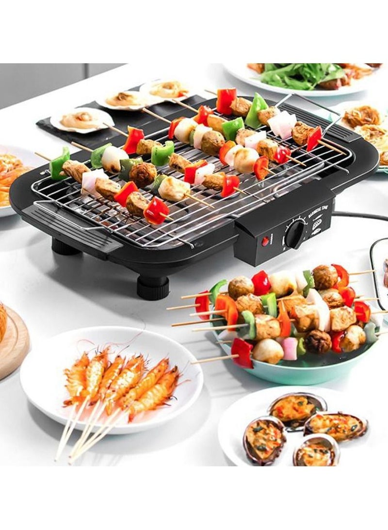 BBQ شواية كهربائية محمولة بقوة 2000 واط عالية الطاقة، طاولة شواء داخلية مع 5 درجات حرارة قابلة للتعديل، مناسبة للمنزل والعشاء والتخييم والسفر والمشي لمسافات طويلة  - Image 3