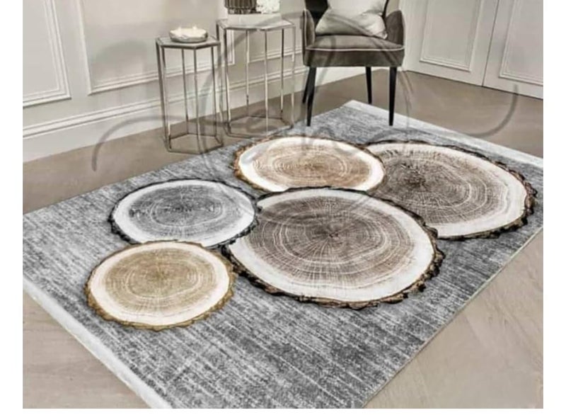 Modern Home Rug Tree Logs Luxury Carpet with Wood Circle Pattern Living Room Decor 2x3