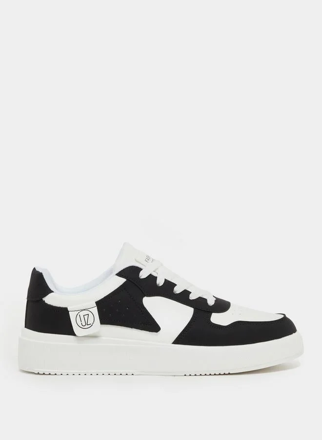 Abstract Color Block Lace Up Sneakers