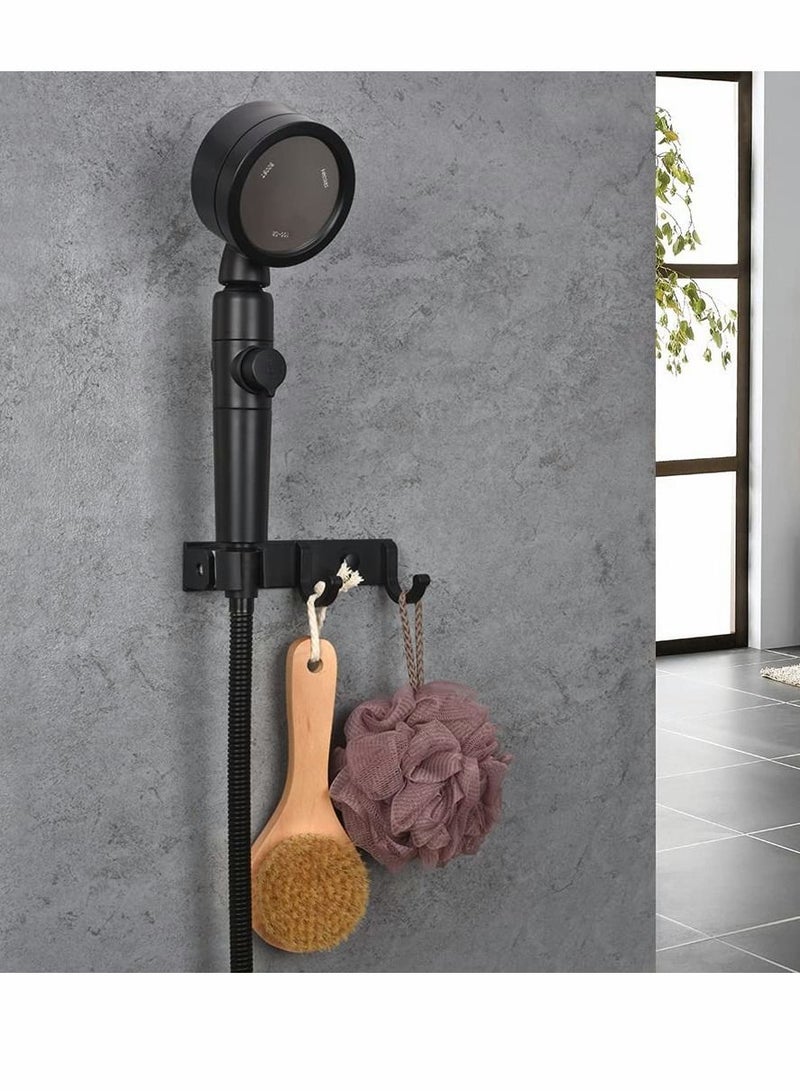 2 in 1 Wall Mounted Adjustable Shower Head Holder with Hanging Hooks, Bathroom Organizer Bracket Wand Holder, Towel Bath Brush Hook - Image 3