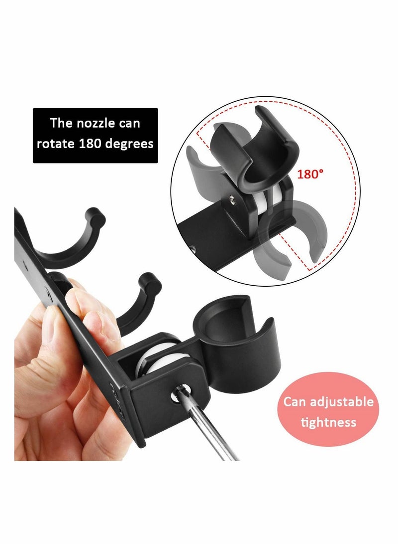 2 in 1 Wall Mounted Adjustable Shower Head Holder with Hanging Hooks, Bathroom Organizer Bracket Wand Holder, Towel Bath Brush Hook - Image 5