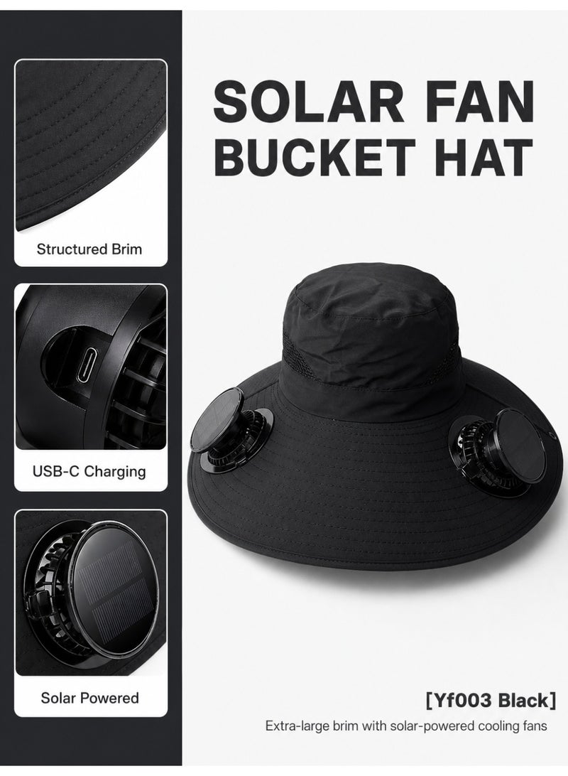 Outdoor Camping and Hiking Hat, Summer Japanese-Style Hiking Bucket Hat, Wide-Brimmed Western Cowboy Hat for Sun Protection, Black - Image 1