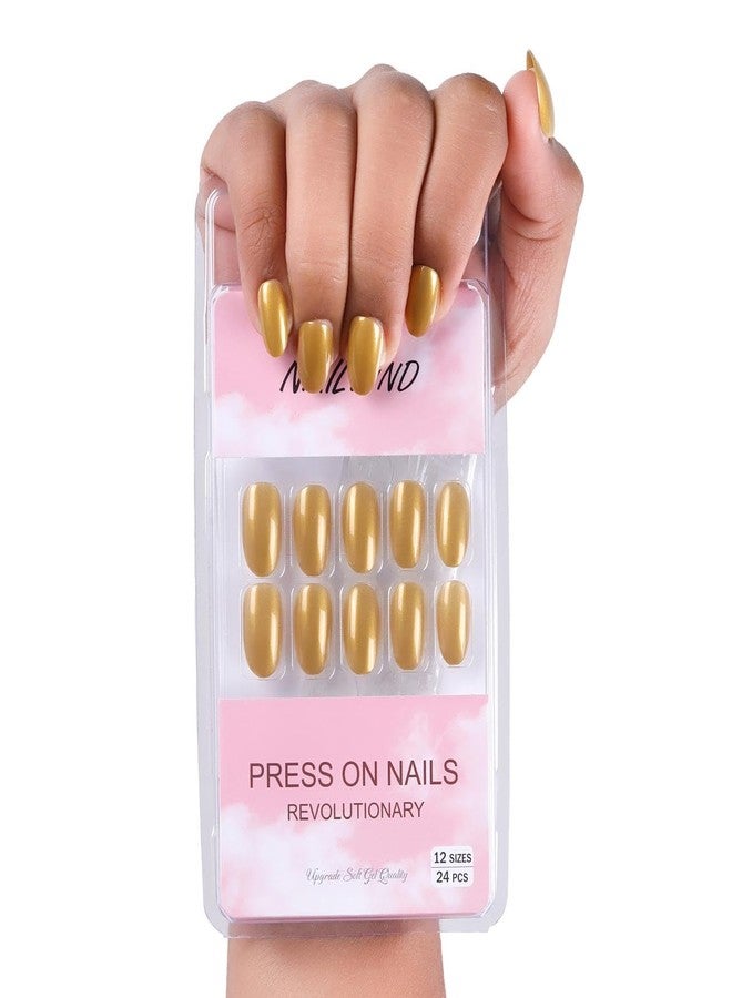 NAILWIND 24pcs Press on Nails | Natural Short False Nails Acrylic Full Cover Nails | Natural Fake Nails Delicate & Comfortable for Women and Girls (V-44) - Image 1