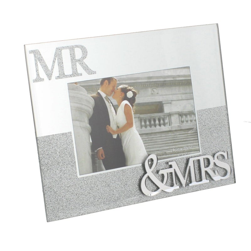 Oaktree Gifts Mr Mrs Mirror Frame with Glitter 6 x 4
