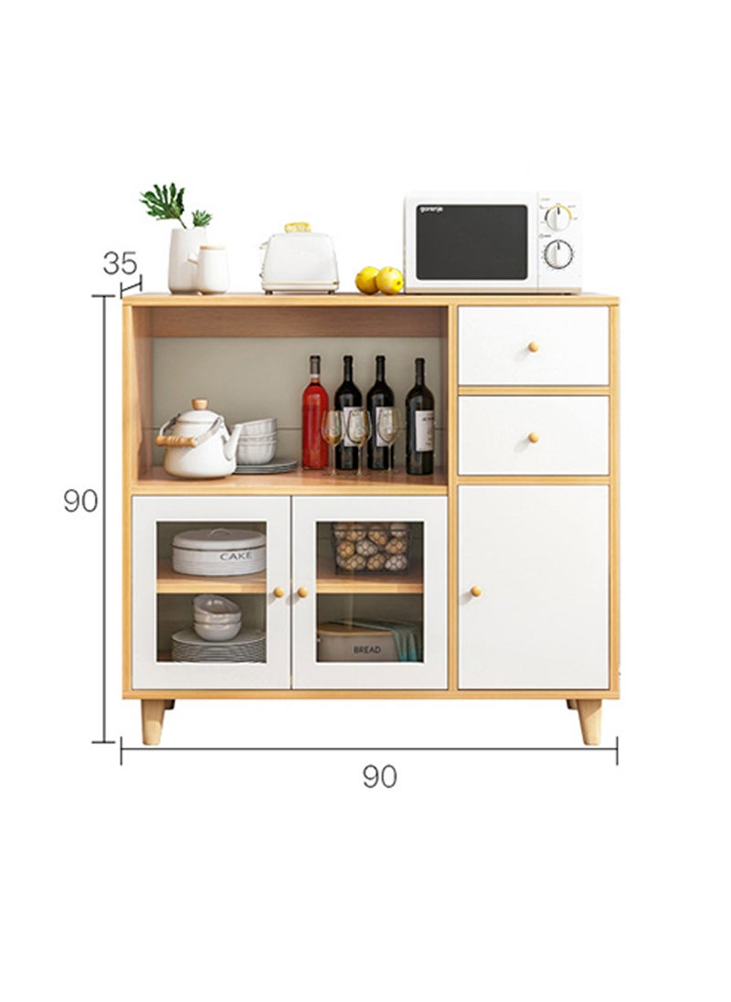 Sharpdo خزانة مطبخ جانبية متعددة الوظائف بسيطة وعصرية مع 3 أبواب و 2 درج للتخزين - Image 5