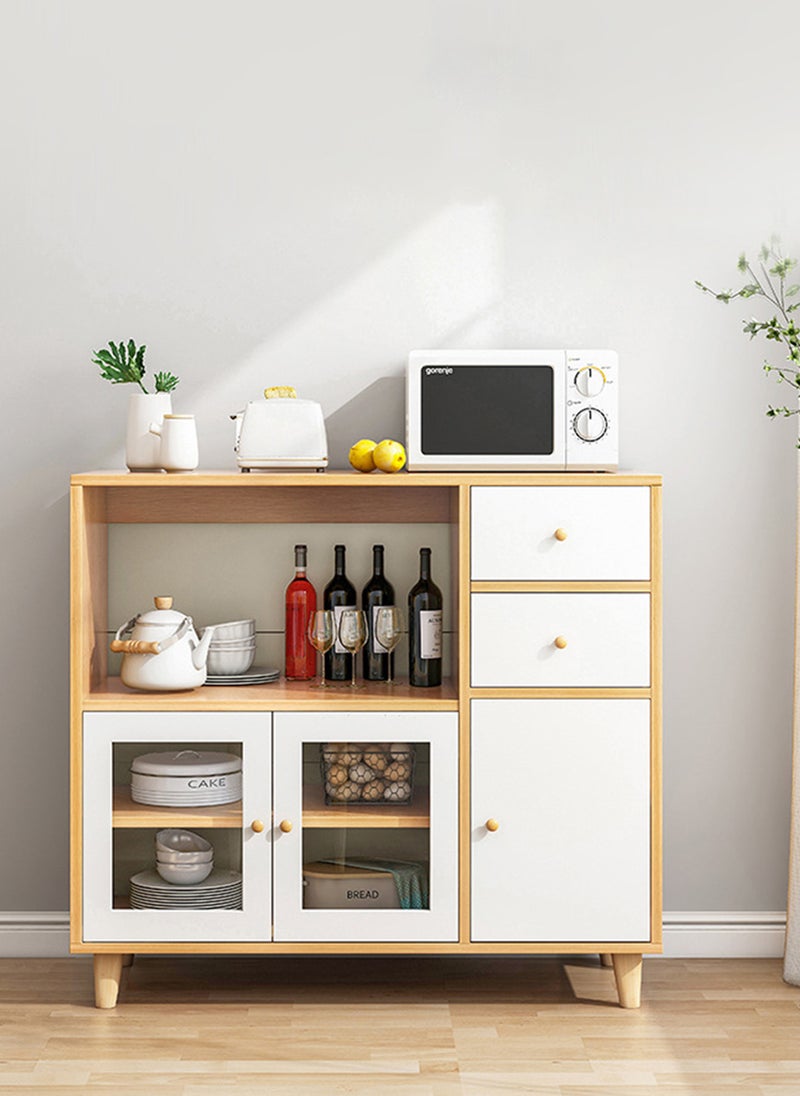 Sharpdo خزانة مطبخ جانبية متعددة الوظائف بسيطة وعصرية مع 3 أبواب و 2 درج للتخزين - Image 1