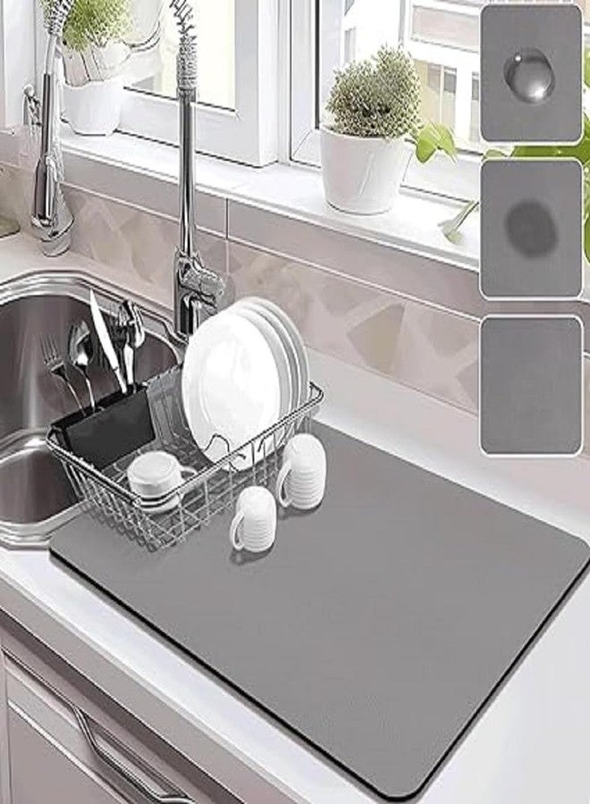 BROOKITCHEN Kitchen Mat for Wet Utensil, Utensil Drying mat, Dish Drying Mat, Water Absorbing mat for Kitchen, Kitchen Super Absorbent Draining mat (60cm X 40cm) (multicolor) (Pack of 1) - Image 1