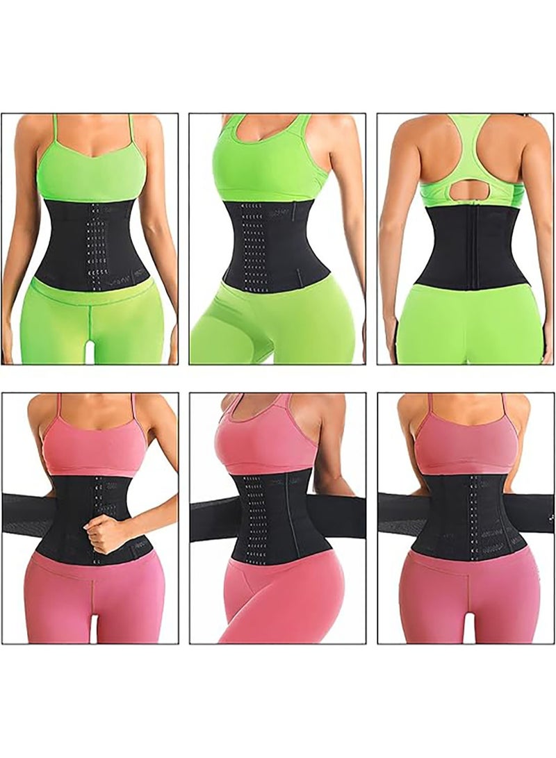 Relex Adjustable Waist Trainer for Women, Slimming Belt with Tummy Sauna Bandage Wrap, With Waist Trimmer Belt Belly Body Shaper Compression Wrap, Plus Size Corset Waist Trainer for Belly Fat Slimming Gym Workout (Black) - Image 4