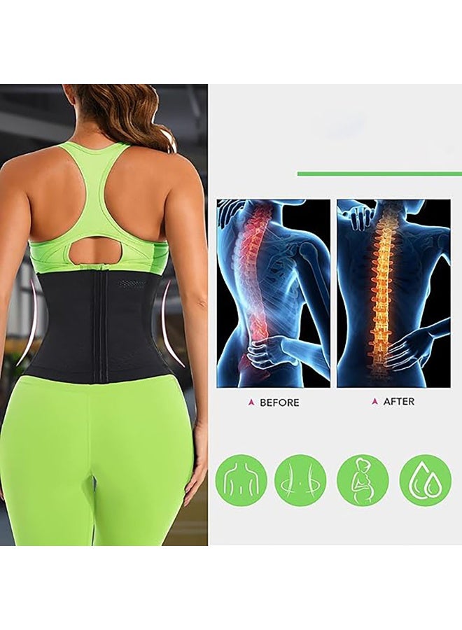 Relex Adjustable Waist Trainer for Women, Slimming Belt with Tummy Sauna Bandage Wrap, With Waist Trimmer Belt Belly Body Shaper Compression Wrap, Plus Size Corset Waist Trainer for Belly Fat Slimming Gym Workout (Black) - Image 3