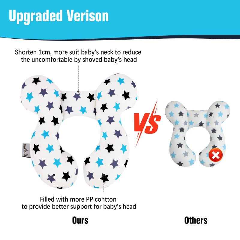 KAKIBLIN Baby Neck Pillow, Upgraded Baby Support Pillow, Head Pillows for Carseat, Newborn Neck Support for Car Seat,Pushchair,Travel (White Star) - Image 5