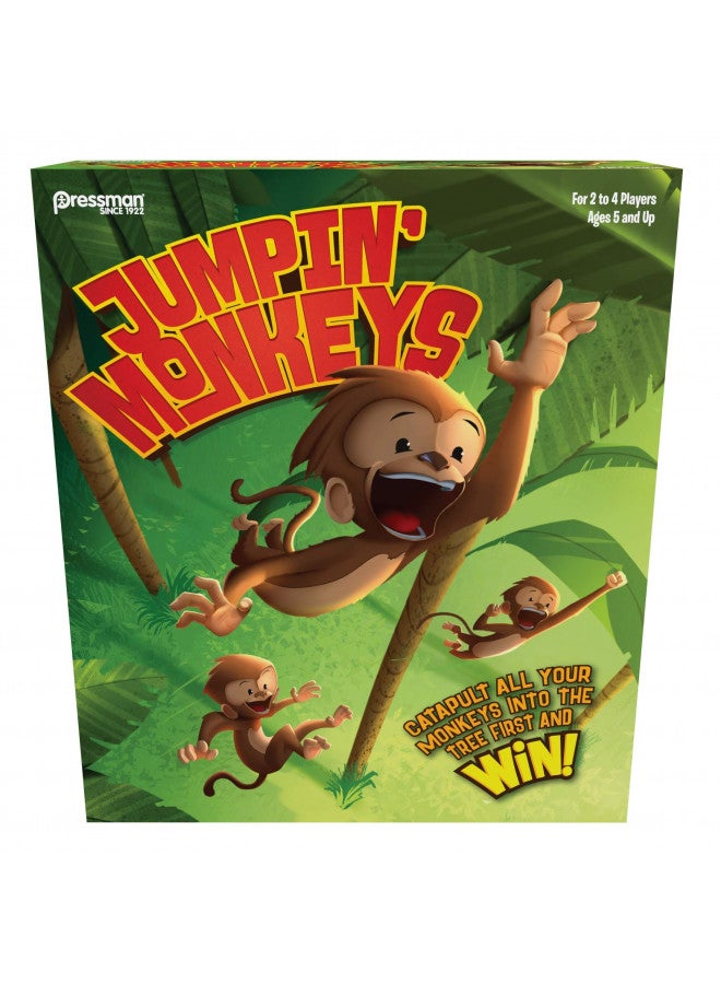 Pressman Jumpin' Monkeys: Catapult Your Monkeys Into The Tree to Win, Multi, 5" - Image 1