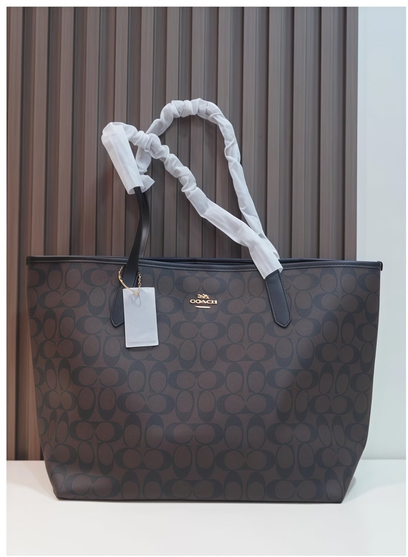 كوتش اوت ليت حقيبة توتي كوتش سيتي من القماش المميز للأزياء النسائية، حقيبة متعددة الاستخدامات بسعة كبيرة، حقيبة كبيرة الحجم تُحمل باليد أو على الكتف - Image 1