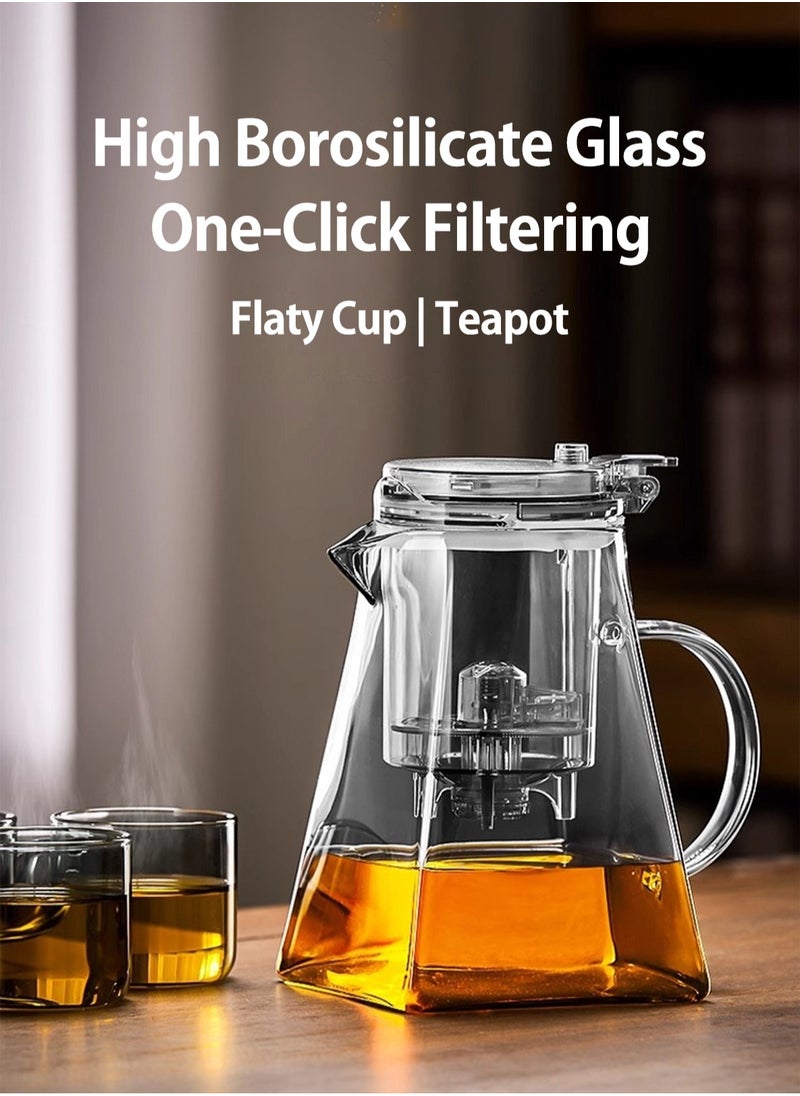 LOOPITYS - 1000ML detachable glass teapot, one click automatic water outlet, high temperature resistant tea separation filter. Tea set that can filter tea leaves can be used as a tea set gift - Image 1
