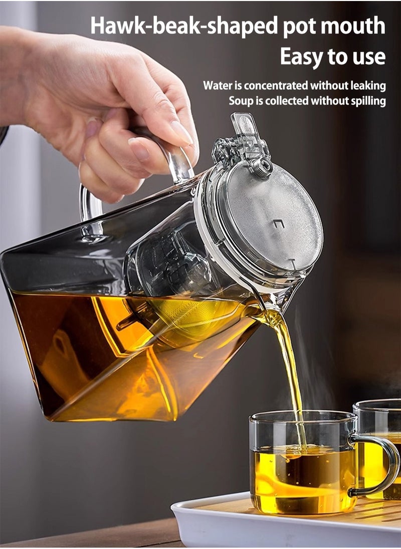 LOOPITYS - 1000ML detachable glass teapot, one click automatic water outlet, high temperature resistant tea separation filter. Tea set that can filter tea leaves can be used as a tea set gift - Image 1