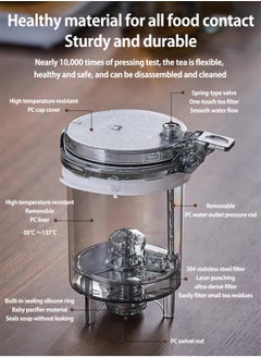 LOOPITYS 1000ML detachable glass teapot, one click automatic water outlet, high temperature resistant tea separation filter. Tea set that can filter tea leaves can be used as a tea set gift  - Image 5
