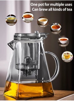 LOOPITYS 1000ML detachable glass teapot, one click automatic water outlet, high temperature resistant tea separation filter. Tea set that can filter tea leaves can be used as a tea set gift  - Image 4