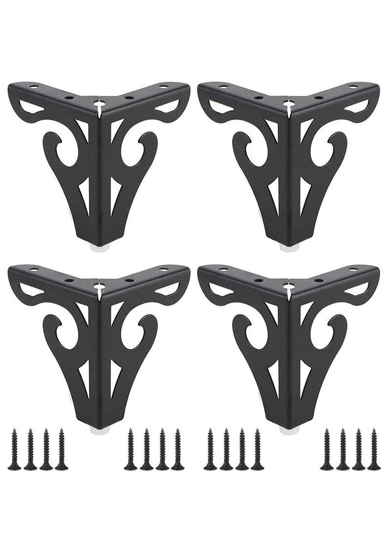 Y&D Furniture Legs, 10cm Heavy Duty Metal Table Legs with Screws, Perfect for Coffee Table, Dining Cabinet and Sofa (Retro Design, Black)  - Image 1