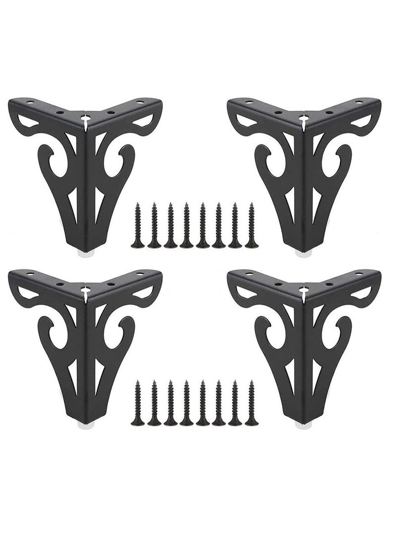 Y&D Furniture Legs, 10cm Heavy Duty Metal Table Legs with Screws, Perfect for Coffee Table, Dining Cabinet and Sofa (Retro Design, Black)  - Image 2