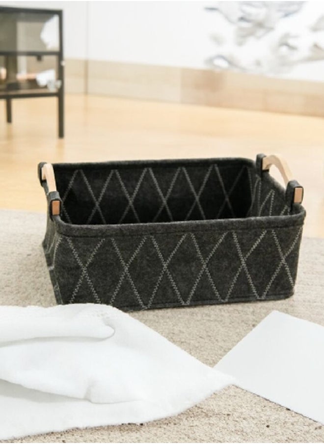 Rectangular Shape Durable Storage Basket with Wooden Handle Black and Brown 14 x 26 x 37 cm SB0370B-A - pzsku/Z7BF8EDD7B3BEF84D1F6BZ/45/_/1720523756/7a5b8992-87cf-4528-a824-9fca1edc6947