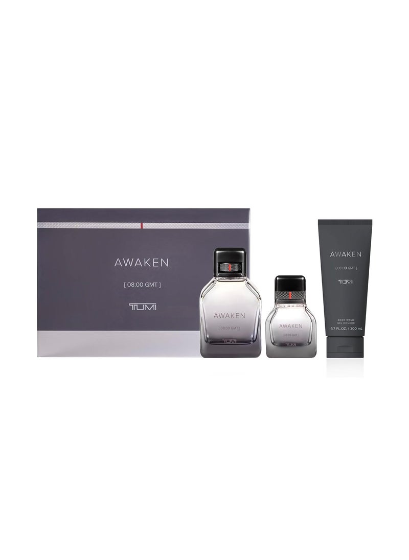 Tumi - TUMI AWAKEN 0800 GMT Gift Set  Refreshing Cologne  Body Wash for Men  34 oz  10 oz Eau de Parfum 67 oz Body Wash - Image 1