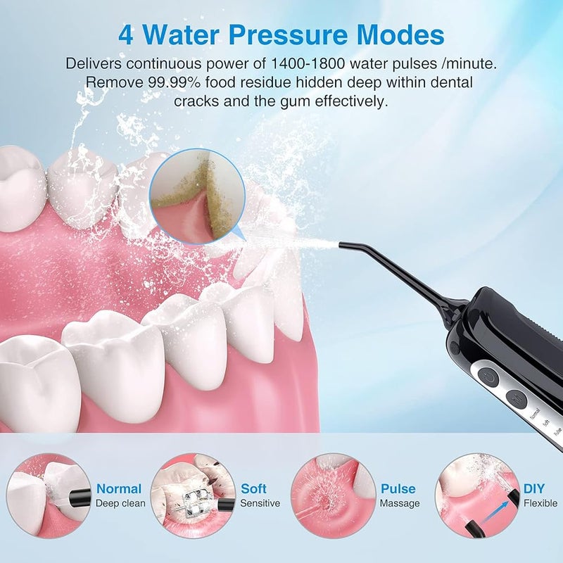 INSMART Cordless Water Dental Flosser Teeth Cleaner, Professional 300ML Tank DIY Mode USB Rechargeable Dental Oral Irrigator for Home and Travel, IPX7 Waterproof 4 Modes Irrigate for Oral Care Blue - Image 4