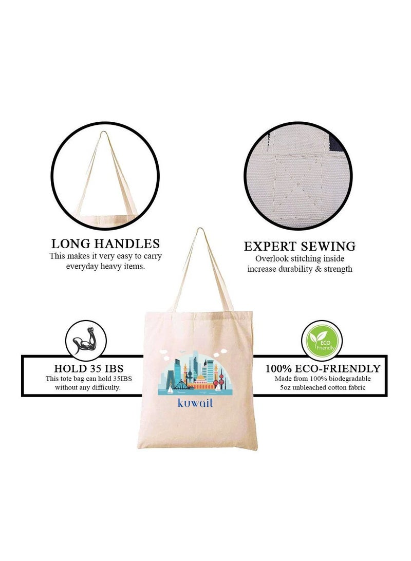 PRINTSHOP4ME Kuwait Cotton Bag For National Day-Eco-Friendly Canvas Cotton Tote Bag With Printed For Women-Reusable Bag,Party Gift Idea And Cotton Gift Bag-Perfect For National Day - Image 4