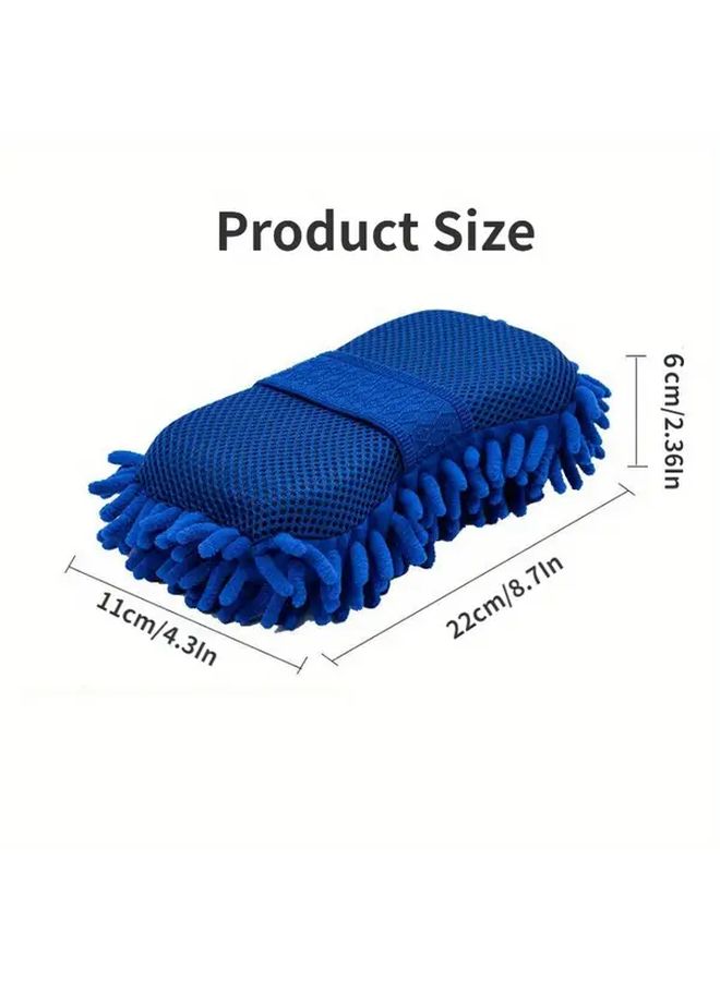 Microfiber Car Wash Glove Soft Absorbent Chenille Ergonomic Grip Scratch Free All Surfaces Blue - Image 2