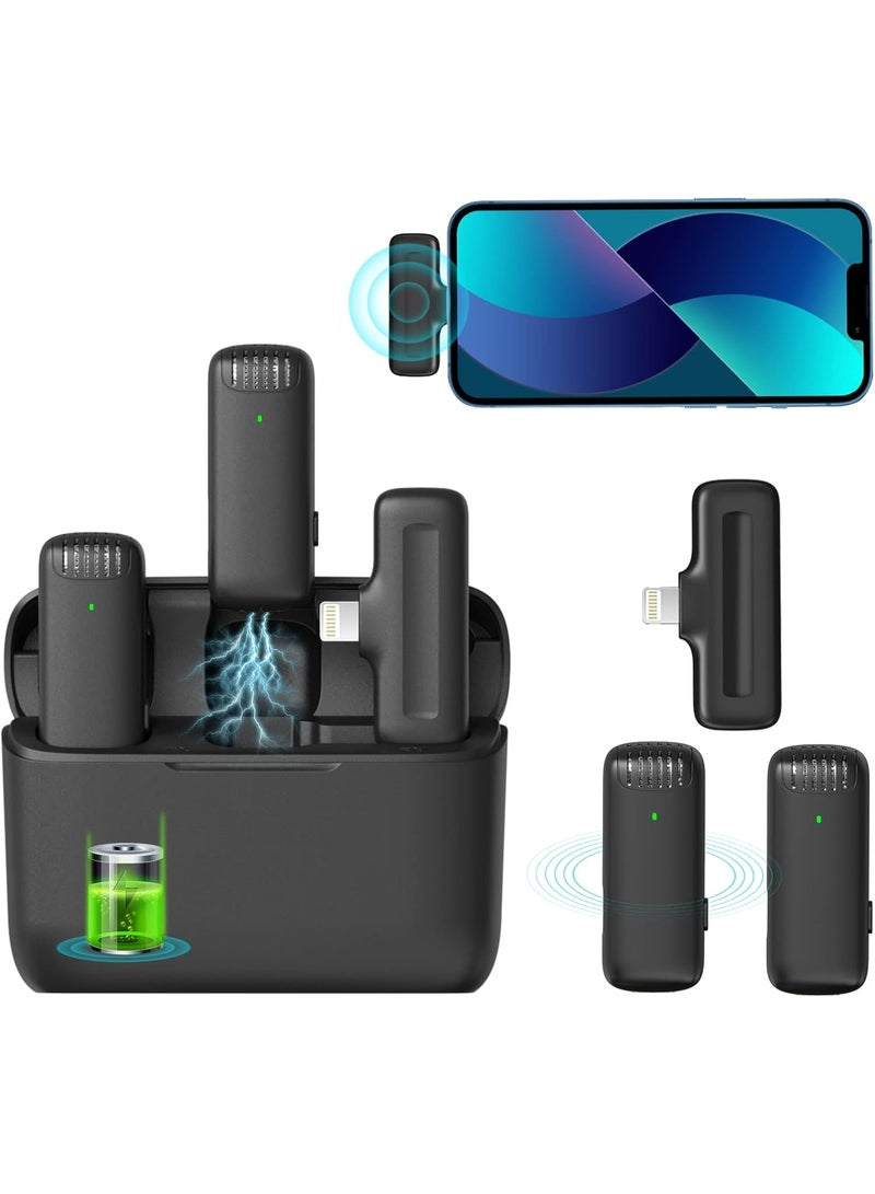 ULANZI J12 Wireless Lavalier Microphone for iPhone Plug and Play Dual Mic with Charging Case 20m Range Noise Reduction for Vlogging Interviews YouTube TikTok Video Recording - Image 2