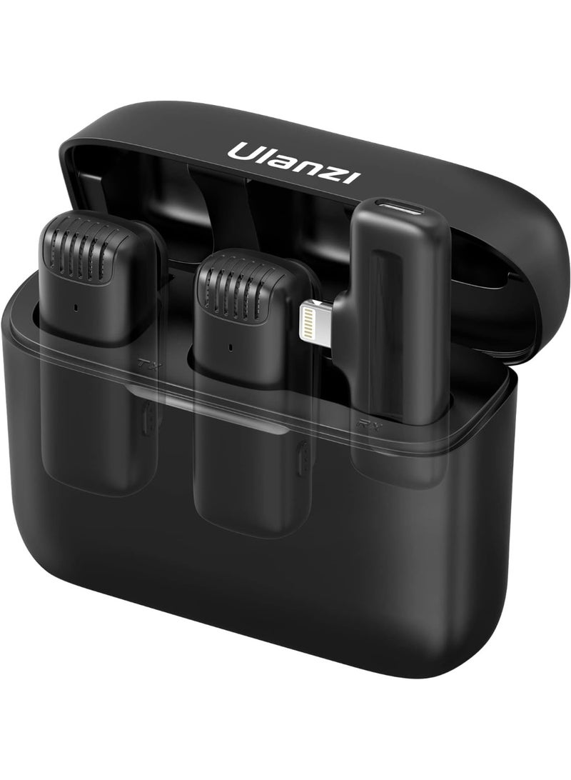 ULANZI J12 Wireless Lavalier Microphone for iPhone Plug and Play Dual Mic with Charging Case 20m Range Noise Reduction for Vlogging Interviews YouTube TikTok Video Recording - Image 1
