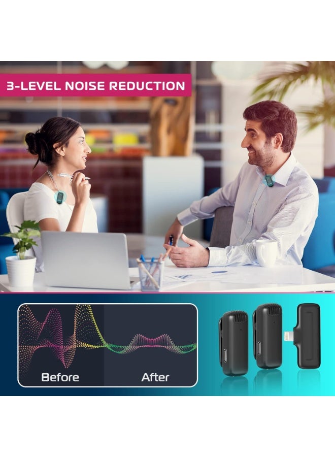 ULANZI J12 Wireless Lavalier Microphone for iPhone Plug and Play Dual Mic with Charging Case 20m Range Noise Reduction for Vlogging Interviews YouTube TikTok Video Recording - Image 5