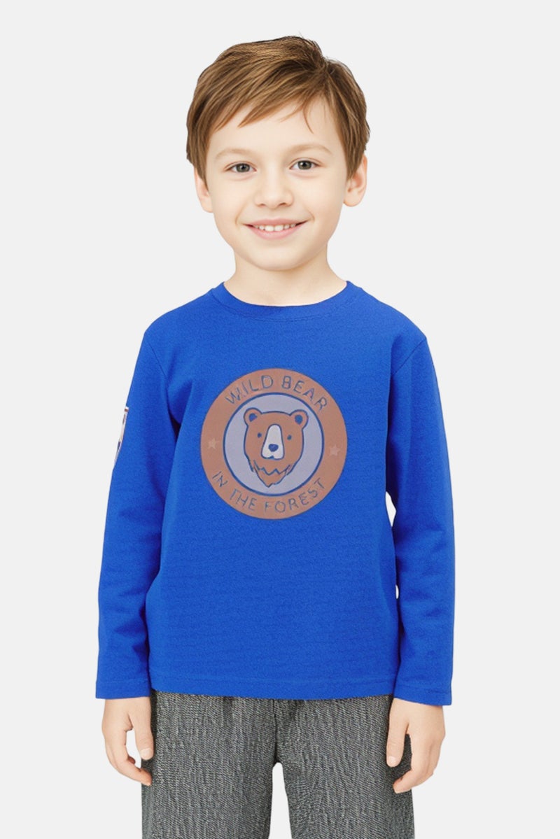 Sinsay Toddlers Boy Crew Neck Long Sleeve Graphic Print T-Shirt, Blue - Image 1