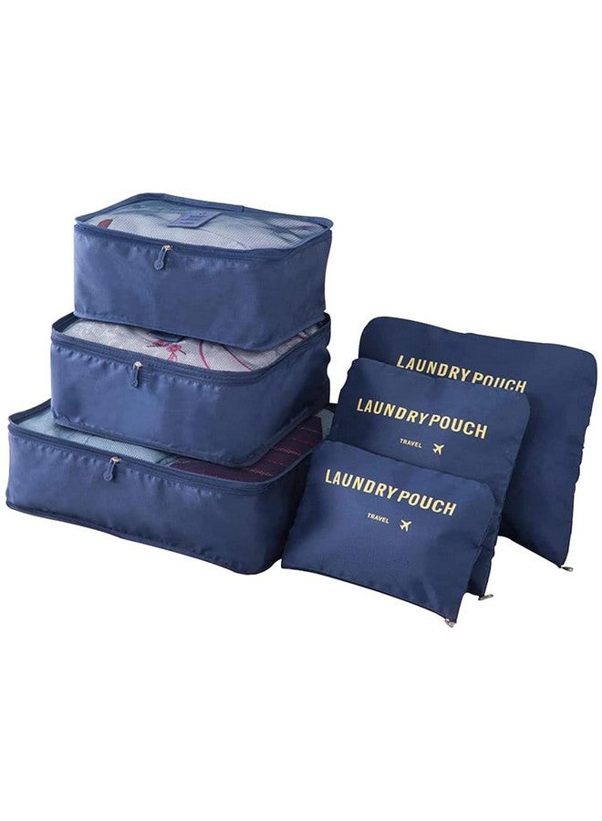 RURIBOSY travel organizer 7 in 1 Travel Laundry Cosmetics Luggage Packing Organizers Set Makeup Bags Organizer Packing Cubes with 6 Cubes, set of 6 (BLUE) - Image 1