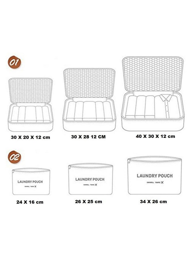RURIBOSY travel organizer 7 in 1 Travel Laundry Cosmetics Luggage Packing Organizers Set Makeup Bags Organizer Packing Cubes with 6 Cubes, set of 6 (BLUE) - Image 4