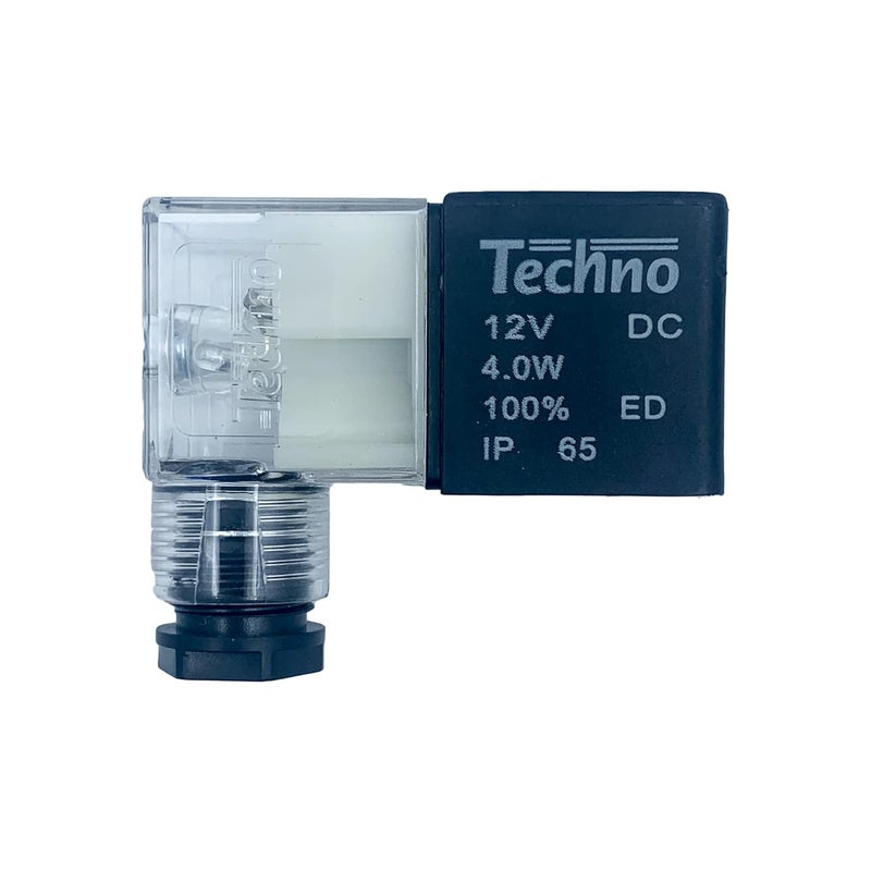 Pneumatic Coil for Solenoid Valve with LED Connector | 4.8W | 100% ED | IP 65 | (12V DC)
