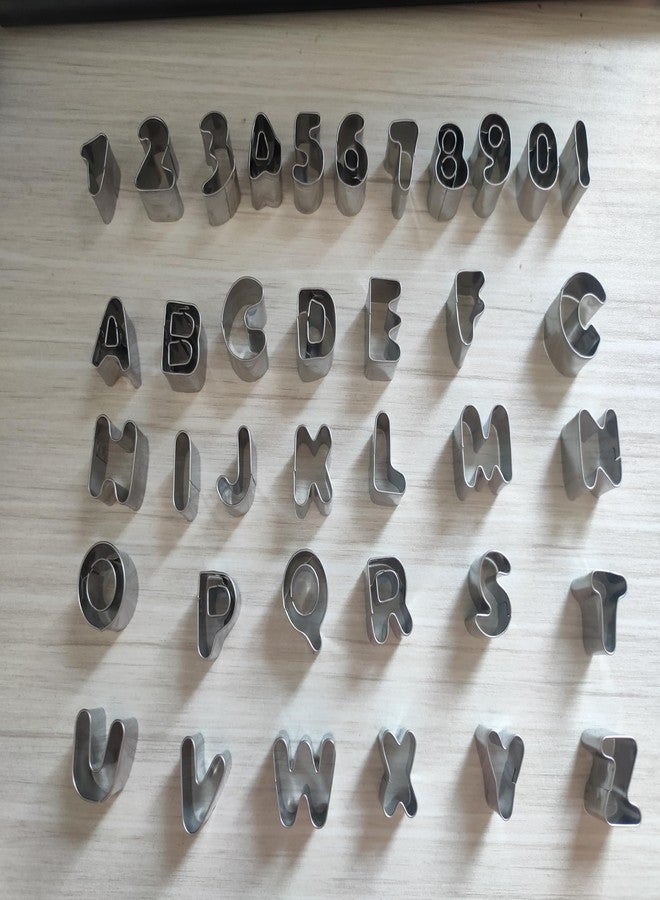 SUNKOOL Mini Alphabet Number Cookie Cutters Sets of 37 Pieces Letter Mold Tools for Fondant Biscuit,Cake,Fruit,Vegetables,or Dough Stainless Steel - Image 2