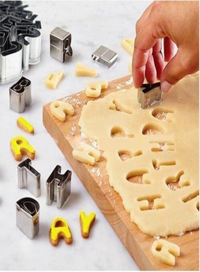 SUNKOOL Mini Alphabet Number Cookie Cutters Sets of 37 Pieces Letter Mold Tools for Fondant Biscuit,Cake,Fruit,Vegetables,or Dough Stainless Steel - Image 4