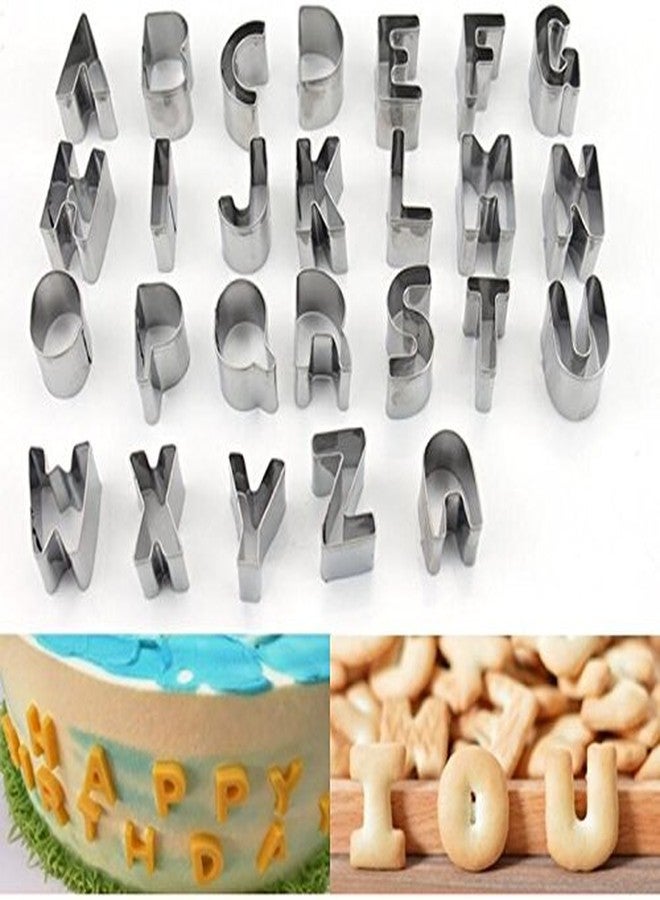 SUNKOOL Mini Alphabet Number Cookie Cutters Sets of 37 Pieces Letter Mold Tools for Fondant Biscuit,Cake,Fruit,Vegetables,or Dough Stainless Steel - Image 3
