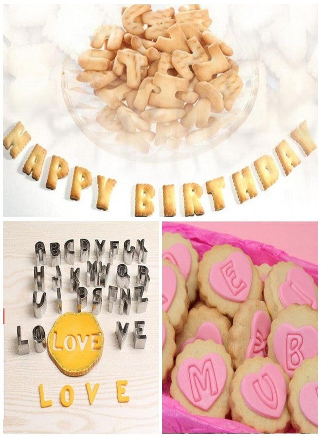 SUNKOOL Mini Alphabet Number Cookie Cutters Sets of 37 Pieces Letter Mold Tools for Fondant Biscuit,Cake,Fruit,Vegetables,or Dough Stainless Steel - Image 5