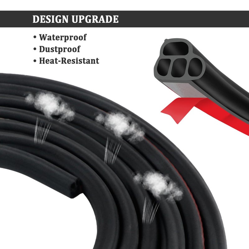 IHOTDER Car Door Rubber Seal Strip,Double Layer L Shape Automotive Weather Stripping,Universal Soundproofing Car Door Seal Strip Car Accessories for Car Door,Trunk,Hood (16.4Ft) - Image 4