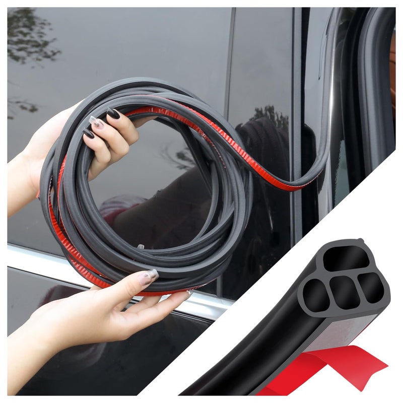 IHOTDER Car Door Rubber Seal Strip,Double Layer L Shape Automotive Weather Stripping,Universal Soundproofing Car Door Seal Strip Car Accessories for Car Door,Trunk,Hood (16.4Ft) - Image 1