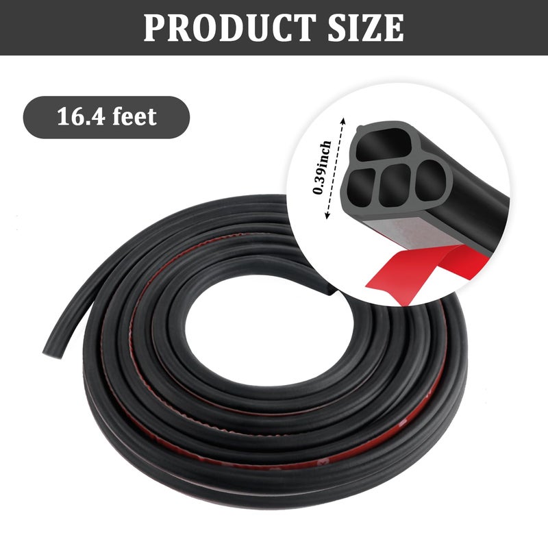 IHOTDER Car Door Rubber Seal Strip,Double Layer L Shape Automotive Weather Stripping,Universal Soundproofing Car Door Seal Strip Car Accessories for Car Door,Trunk,Hood (16.4Ft) - Image 2