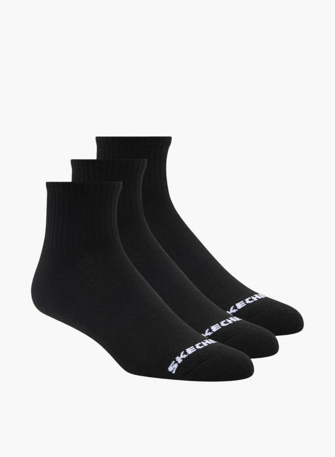 Logo Print Half-Terry Quarter Length Socks - Set of 3