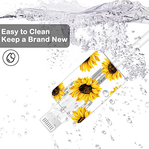 CameCosy Cute Floral Cable Protector for iPhone Charger Lavender Camellia Sunflower Flower Bouquet Lace Cherry Blossom Pattern 6 pcs Set Cable Protector for iPhone,Charging Cord Protector,Charger Saver - Image 3