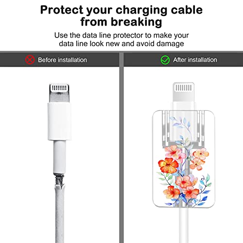 CameCosy Cute Floral Cable Protector for iPhone Charger Lavender Camellia Sunflower Flower Bouquet Lace Cherry Blossom Pattern 6 pcs Set Cable Protector for iPhone,Charging Cord Protector,Charger Saver - Image 5