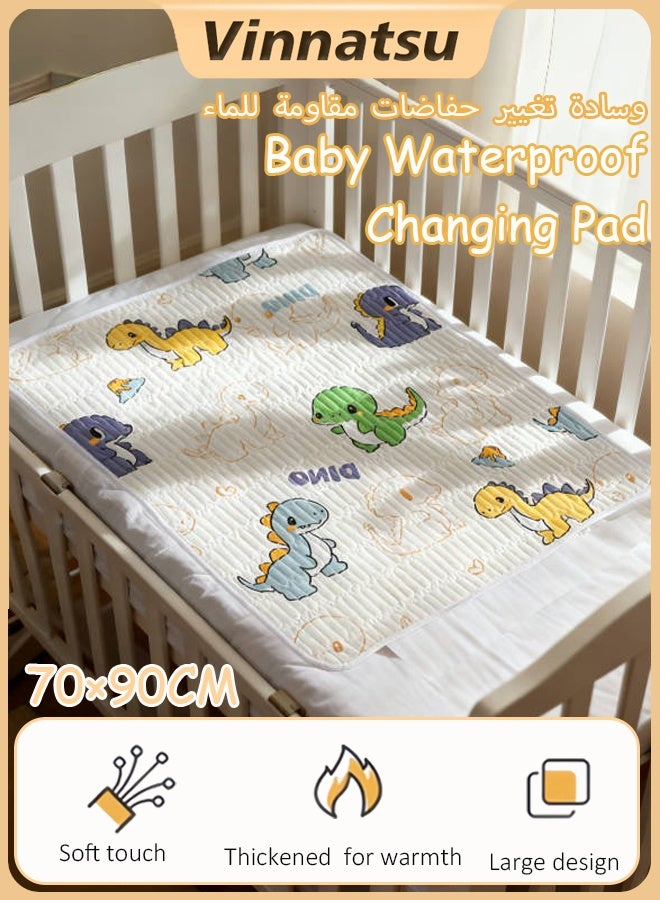 Vinnatsu Baby Waterproof Changing Pad Liners Waterproof and Anti-slip Bed sheet  - Quilted Thicker Ultra Soft Changing Table Cover Liners for Baby Toddler Children Pet and Adults - Durable & Easy to Clean - Dinosaur - 70×90 CM - Image 1