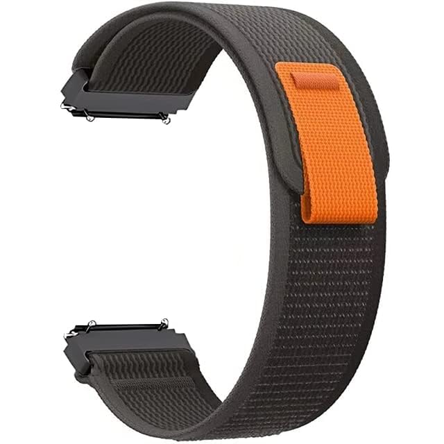 PEFKO 22MM Washable Velcro Trail Loop Bands/Straps - Compatible with Huawei GT2(46mm), Honor Magic Watch 2(46mm), Fireboltt Rage, Fireboltt Phoenix - Black & Grey, 22MM Trail - Image 1