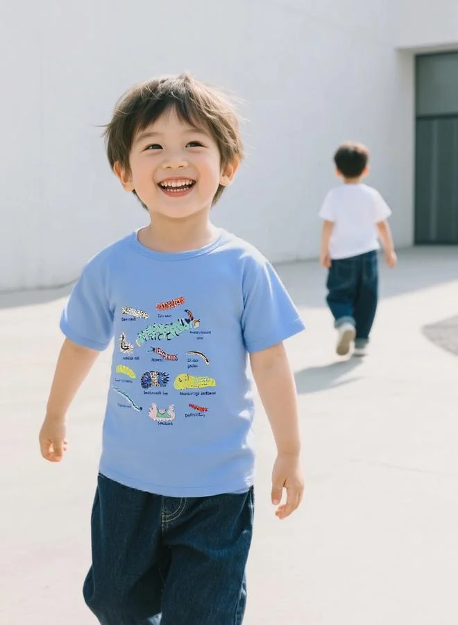 تايك تو Take Two Boys Graphic Print Short Sleeve T-Shirt