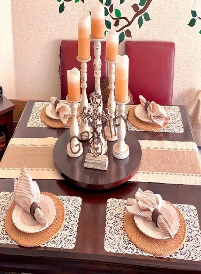 GRATIFY Mansa Trader Round Braided Placemats Set of 6 Table Mats for Dining Tables Woven Washable Non-Slip Place mats 12 inch for Winter (Beige 6pcs) - Image 5